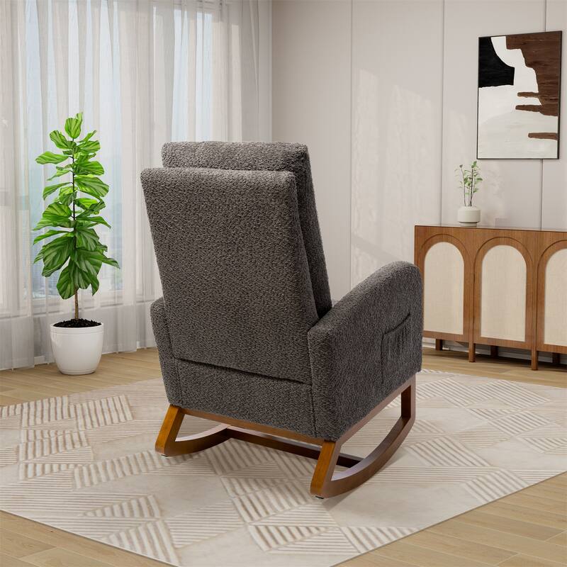 25.4"W High Back Rocking Chair for Nursery with Retractable Footrest