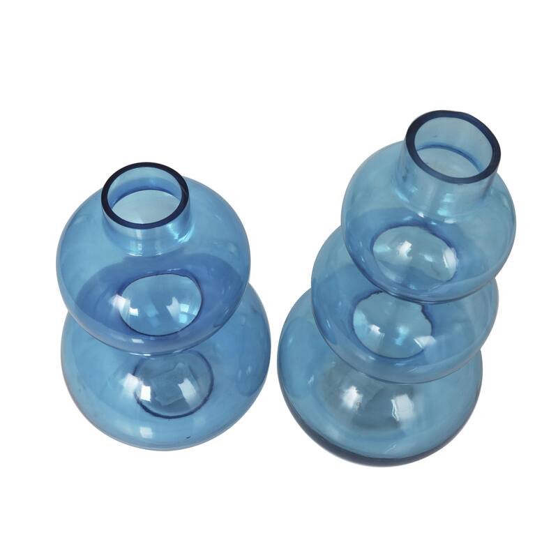 Glass Bubble Decorative Vase with Various Sizes - Set of 2 Blue - Roche River Decor