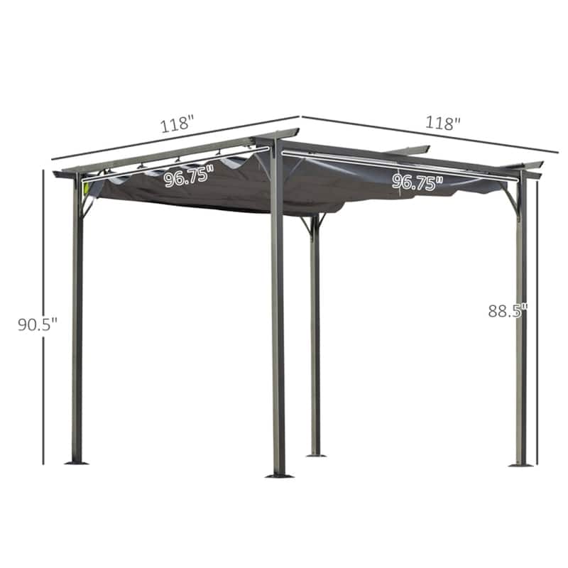 9.8x9.8 ft Patio Gazebo Pergola with Adjustable PU Canopy and Powder-Coated Steel Frame for Outdoor - 9.8' L x 9.8' W x 7.5' H