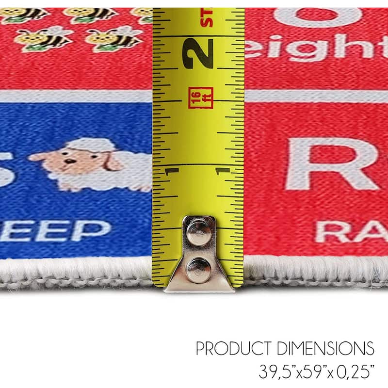 Sussexhome Low Pile Non-Slip Washable Educational Rug