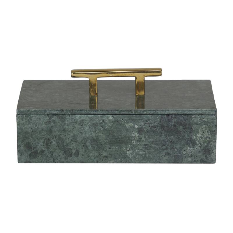 Black, Green or White Marble Box with Gold Handle (Set of 3) - S/3 12", 10", 8"W