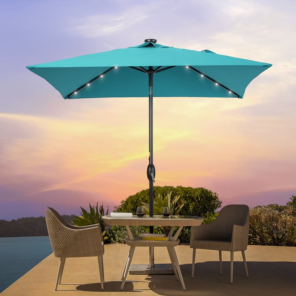 BONOSUKI 6.5x6.5Ft LED Patio Market Umbrella Weather-Resistant Frame