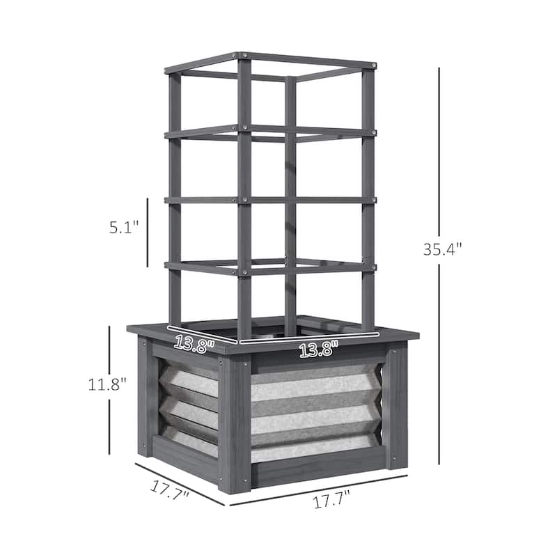 Raised Garden Bed with Trellis for Outdoor Gardening Wooden and Steel Planter Box for Climbing Plants Vegetables
