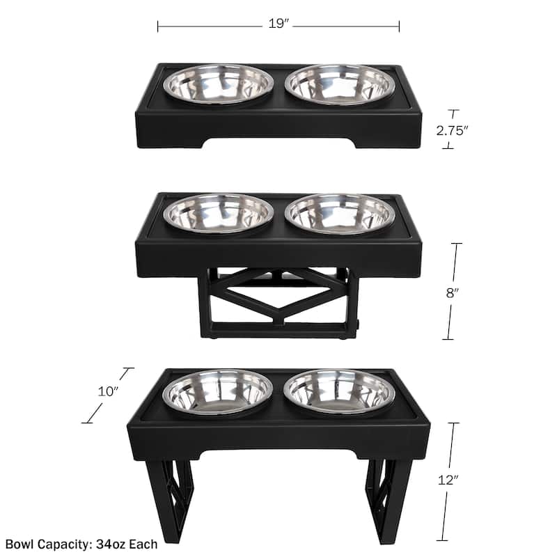 PETMAKER Elevated Dog Bowl Stand - Adjustable Stand and Dog Bowls