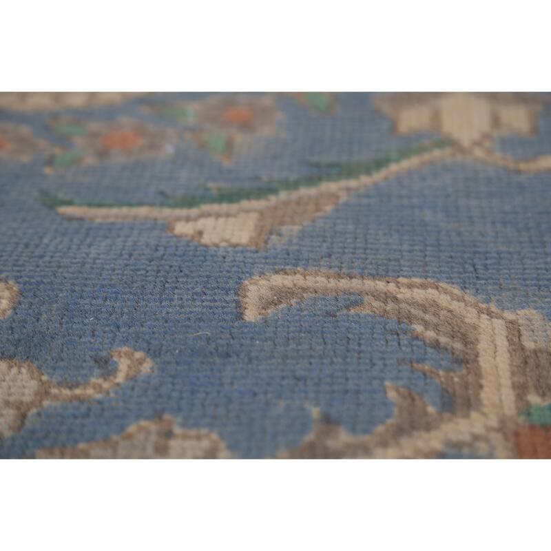 Blue Tabriz Persian Vintage Rug Hand-Knotted Traditional Wool Carpet - 10'0"x 13'2"