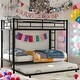 preview thumbnail 1 of 25, Twin Over Twin Bunk Bed With Trundle,Two Ladders,Metal Frame for Home Black