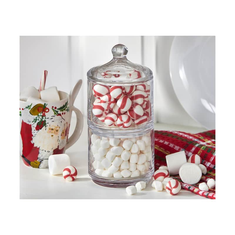 White Glass Stacking Jar with Lid 24oz Decorative Canister Kitchen Accessory 8.3in H x 4.1in Dia Hand Wash Only