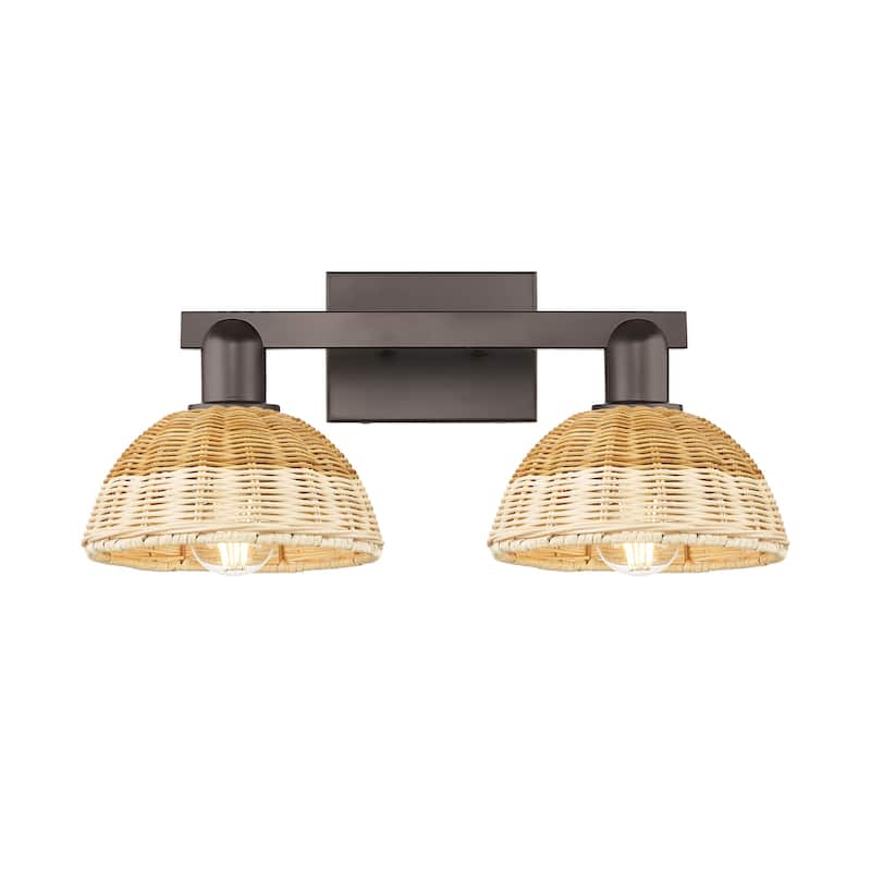 Innovations Lighting 716-2W-11-16 Natural Ballston Dome Vanity Natural - Oil Rubbed Bronze / Natural
