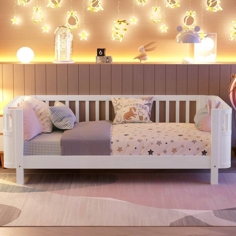 Wood Low Profile Bed with Rails