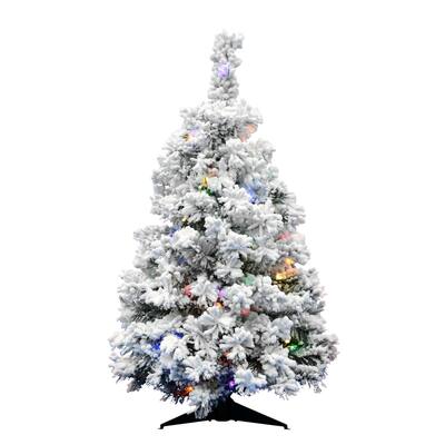 Flocked Alaskan Tree with 100 Multi-Colored LED Lights