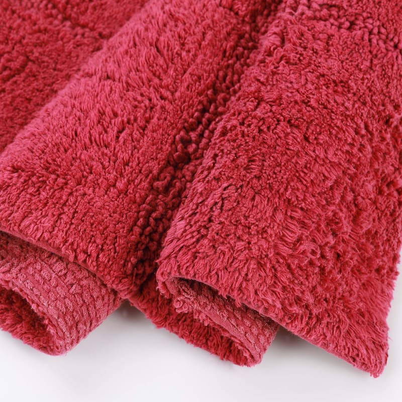 Superior Cotton Checkered 2-piece Non-skid Bath Rug Set