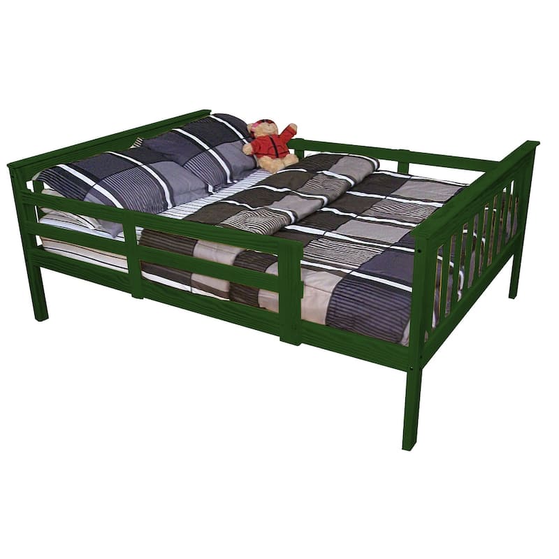 Pine Full Mission Bed with Safety Rails - Dark Green