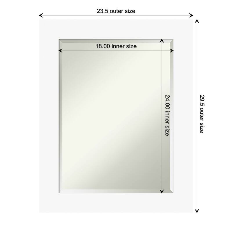 Basic Beveled Wood Framed Bathroom Vanity Wall Mirror - Basic White - Glass Size 18x24