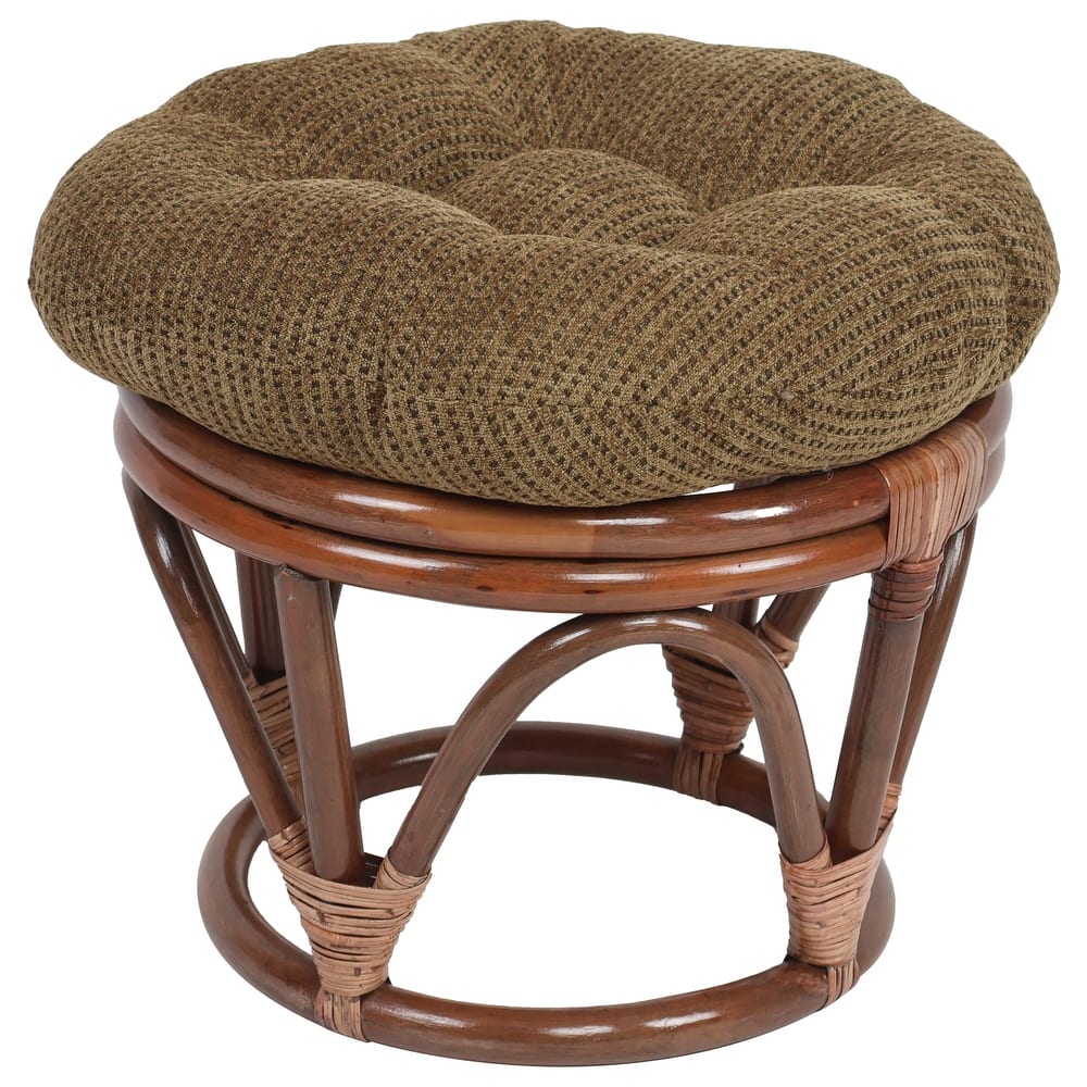 18-inch Round Jacquard Chenille Tufted Footstool Cushion - 18 x 18