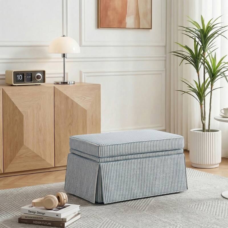 Rectangle Chenille Upholstered Storage Ottoman
