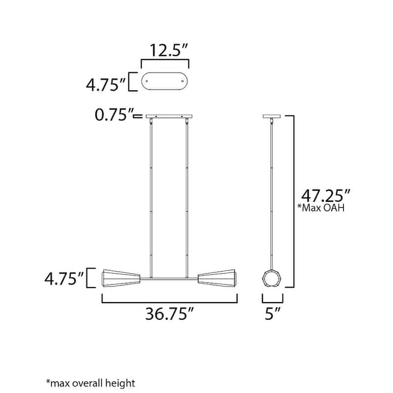 Maxim 10816SW Rizzo 2 Light 37" Wide Linear Pendant