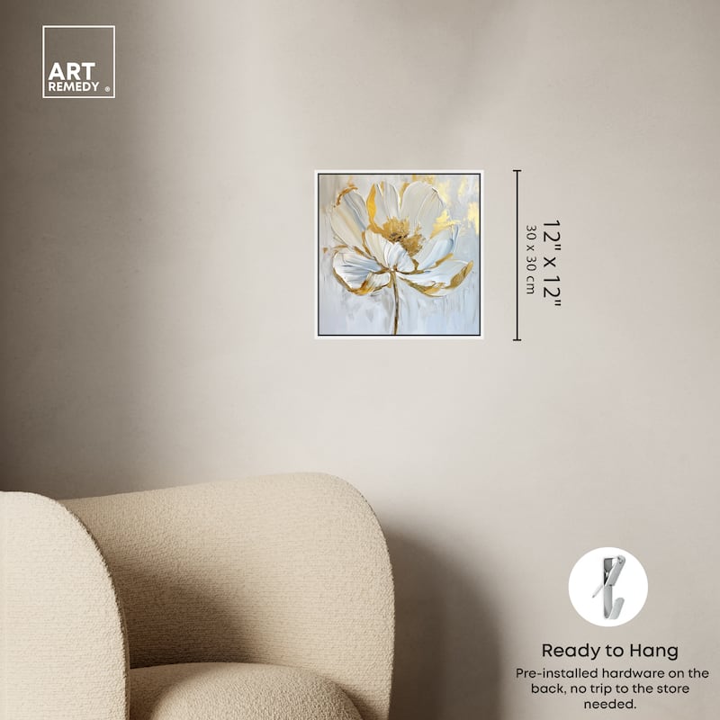 Art Remedy Gold Magnolia II Framed Floral Fine 1 Piece Canvas Wall Art