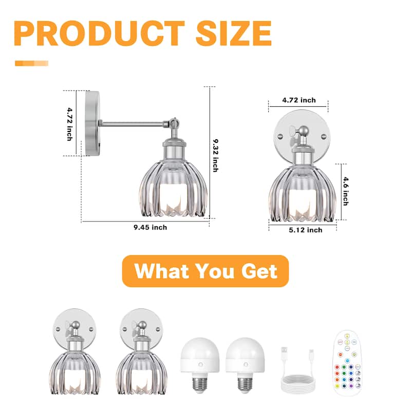 Adjustable Vintage Wall Sconce with Amber Tulip Glass Brass Fixture with Switch Ideal for Bedroom Hallway or Entry