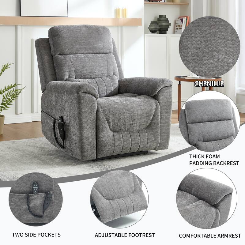 350 Lbs Leatherair Power Lift Recliner Chair,Heavy Duty Motion Mechanism With 8-Point Vibration Massage And Lumbar Heating
