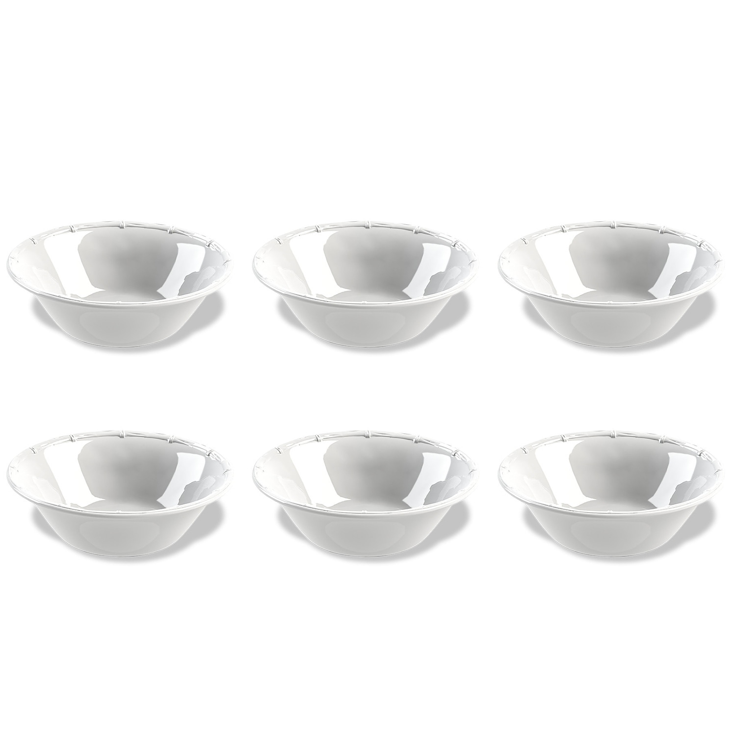 Abode Homewares Bamboo Raised Rim Melamine Small Bowl - White - 6.5" - Set of 6