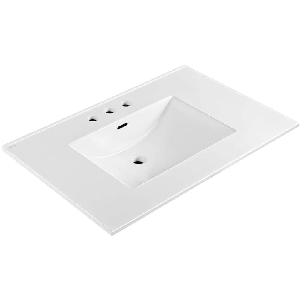 Whitehaus WHCS3122-3H 31" Rectangular Vitreous China Drop In Bathroom