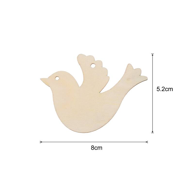 20 Pcs Wooden Christmas Ornaments Paintable Wooden Dove Crafts - Brown