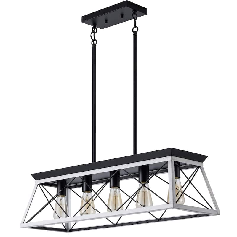 5-Light Metal Solid Ceiling Lights Industrial Kitchen Island Pendant Light Fixture