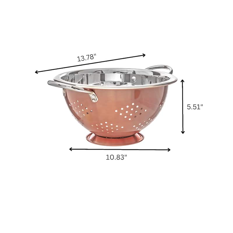 Metallic Rose Deep Colander With Handles 13.78"