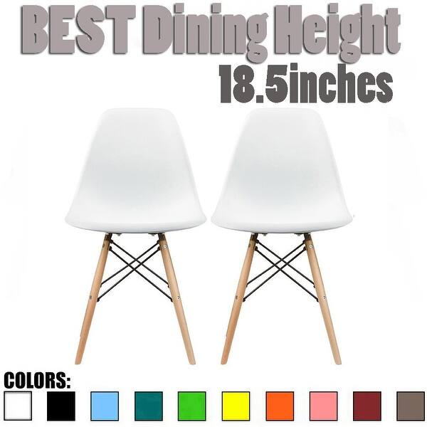 Shop 2xhome Set Of 2 White Molded Shell Designer Side Plastic Eiffel Chairs Wood Legs Dining Room Living Office Conference Dsw On Sale Overstock 12100664