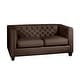 preview thumbnail 18 of 17, Windsor Top Grain Tufted Leather Loveseat Brown