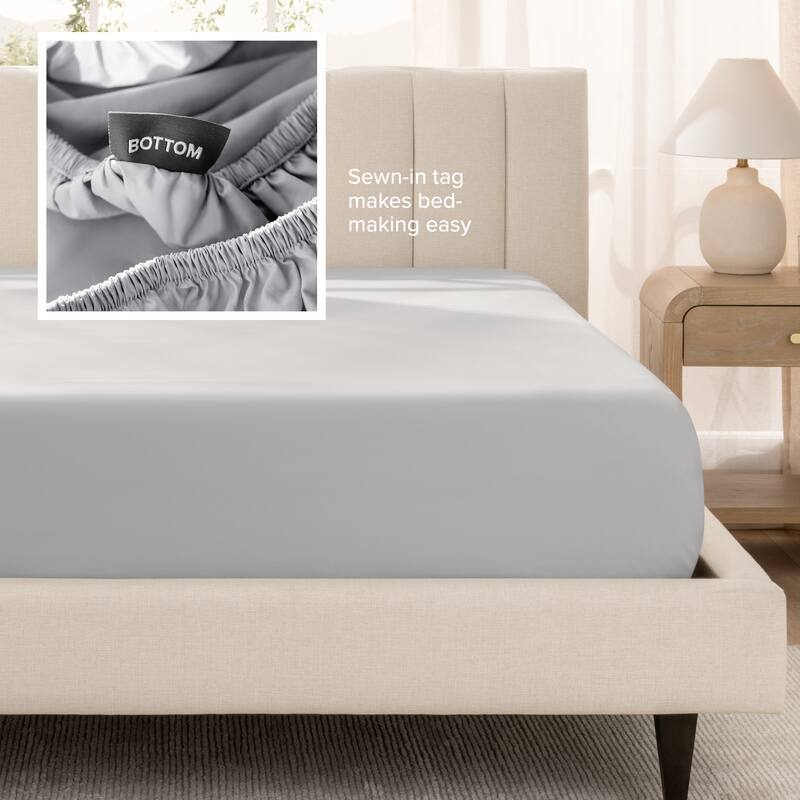 Bare Home Organic Cotton Fitted Sheet - Smoth Sateen Weave
