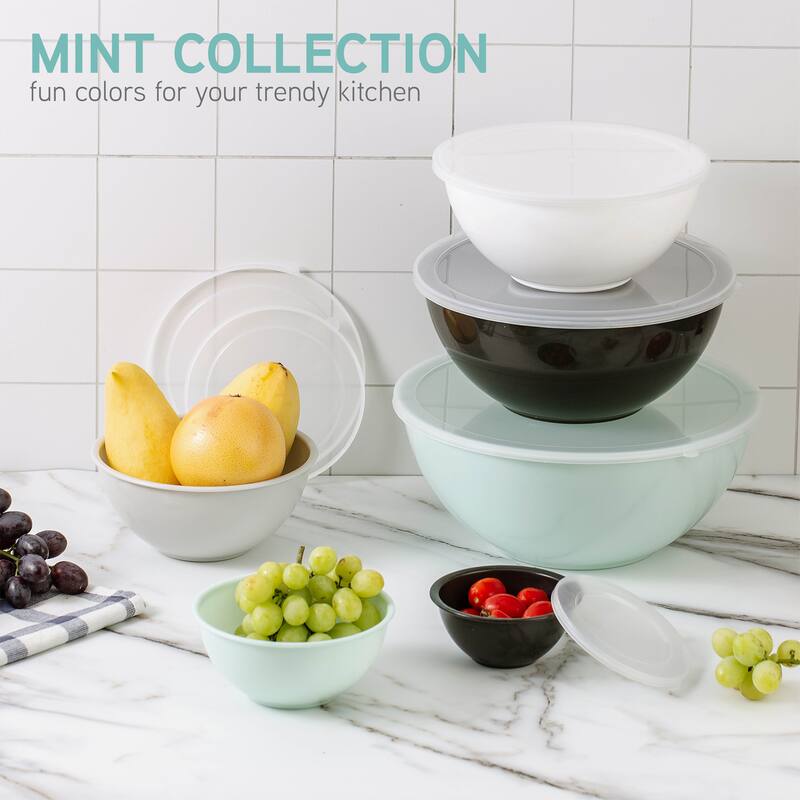 COOK WITH COLOR - 12 Piece Plastic Nesting Bowls - 6 Prep Bowls and 6 Lids, Microwave Safe