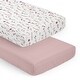 preview thumbnail 1 of 4, Sweet Jojo Designs Boho Floral Garden Flower Girl 2 Pack Fitted Crib Sheets Solid Pink and Watercolor Bohemian Farmhouse Vintage