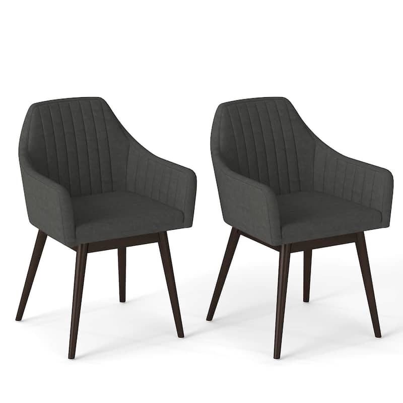 Costway Dining Chairs Set of 2 Upholstered Accent Chairs with Comfy - See Details - Dark Gray