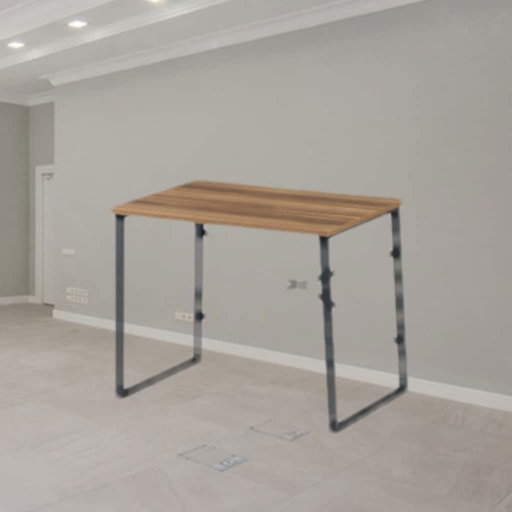 Modern Small Writing and Computer Desk with Sturdy Metal Frame and Solid Wood Top for Teen Rooms and Offices