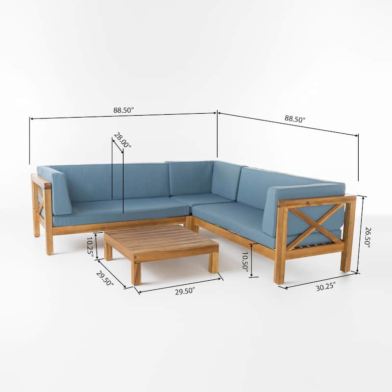 Brava Acacia Outdoor Sectional Chat Set by Christopher Knight Home - 88.50" L x 88.50" W x 26.50" H