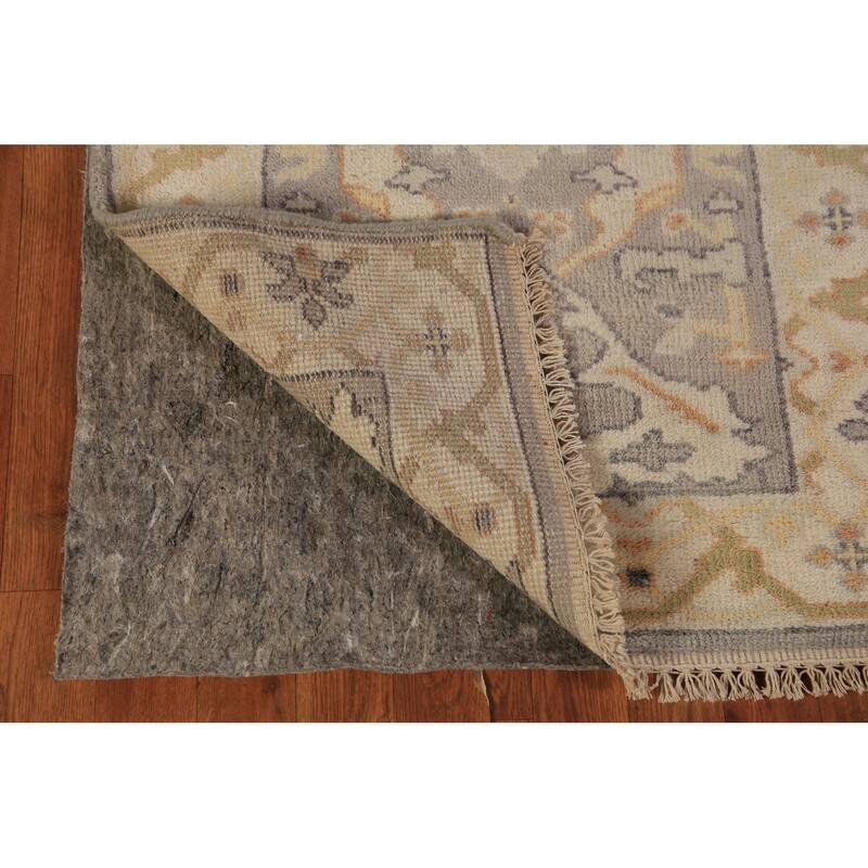 Gray Oushak Indian Runner Rug Hand-Knotted Transitional Wool Carpet - 2'8"x 9'10"
