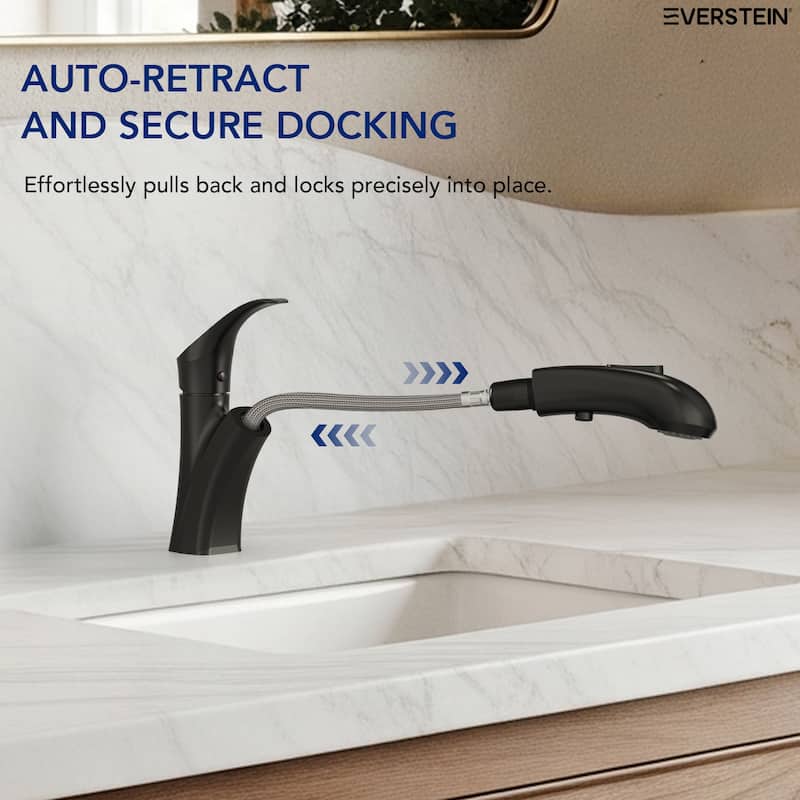 Single Handle Single Hole Pull-Out Basin Bathroom Faucet with Pop‑Up Drain