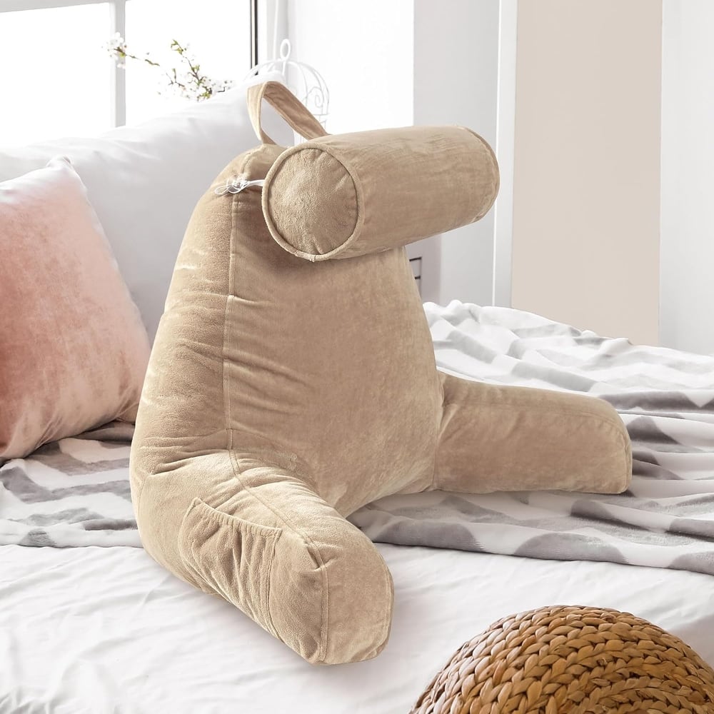 Cheer Collection TV and Reading Pillow with Detachable Bolster Pillow and Washable Cover