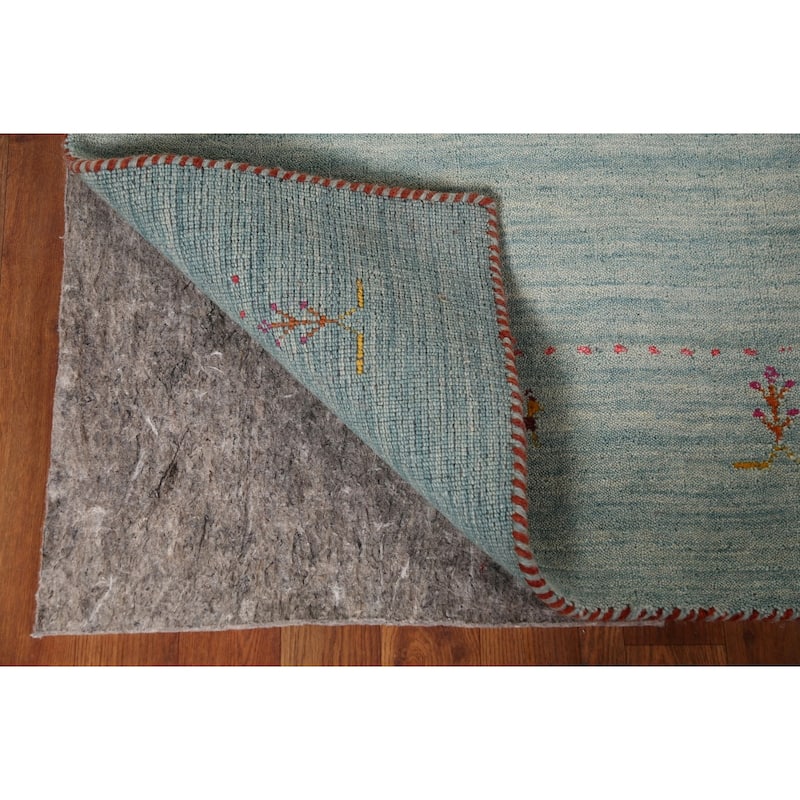 Blue Gabbeh Oriental Area Rug Handmade Wool Carpet - 4'2"x 5'10"