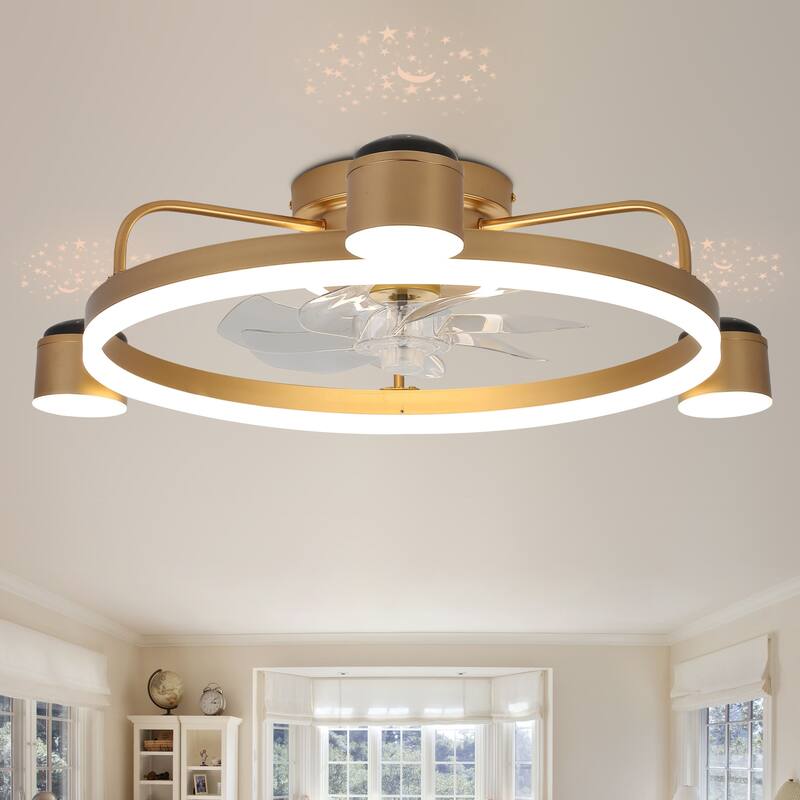 Bella Depot 3-Light Flush Mount Ceiling Fan with Dimmable LED Light and Remote APP Control for Children
