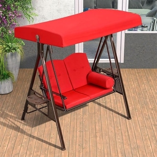 PURPLE LEAF Outdoor Patio Porch Swing with Stand, 2-seat Swing Chair ...