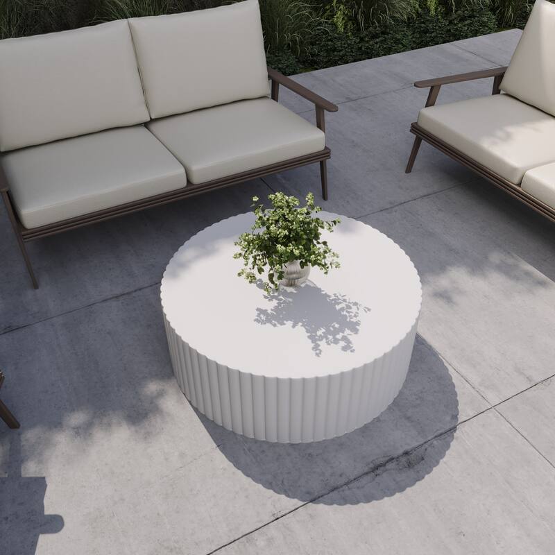 Milena Modern Round Coffee Table for Home Indoor and Outdoor Patio Accent Center Table - 18.9" H x 41.7" W x 41.7" D