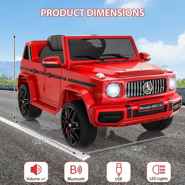 dimension image slide 1 of 3, 12V Kids Ride on Electric Car,Licensed Mercedes Benz G63