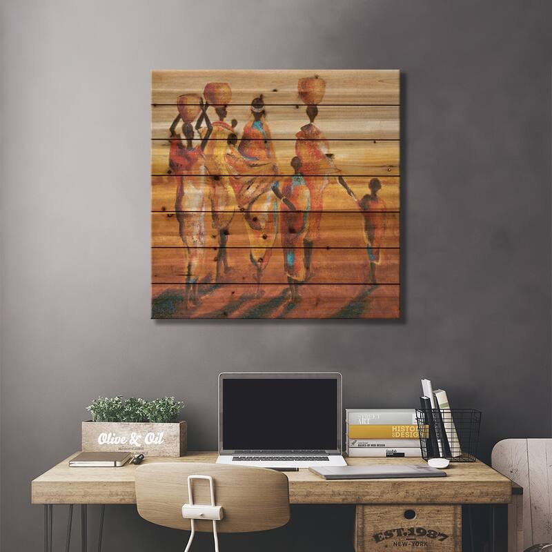 Mères et Enfants Print On Wood by Jaques Beaumont - Multi-Color