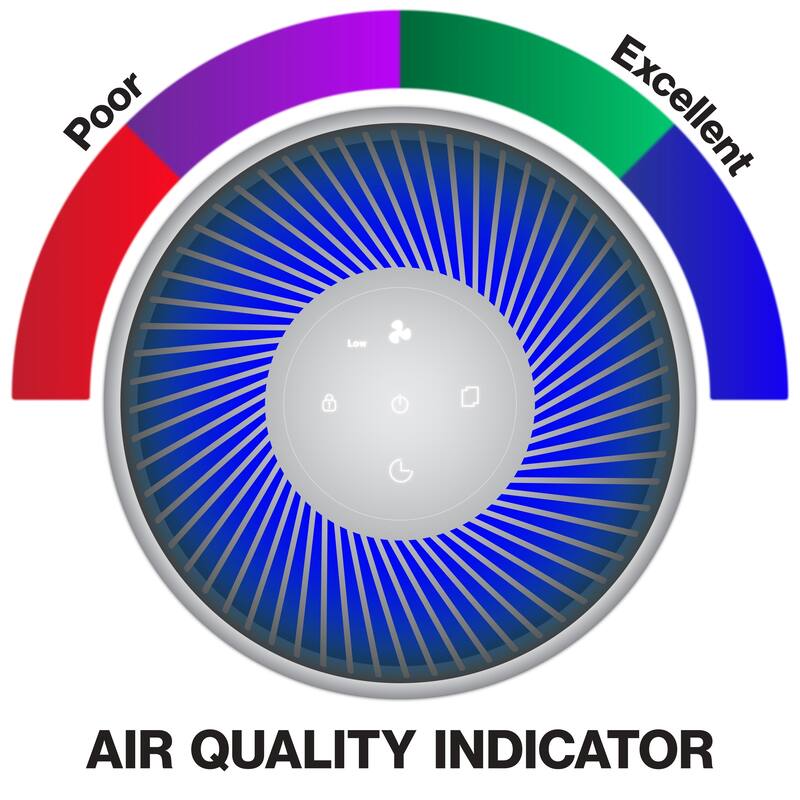 OVAL AIR 3-Stage H13 Smart True HEPA Desk Air Purifier for Rooms up to 150 sq. ft. reduces Allergies, Asthma, Pets, Odor, White