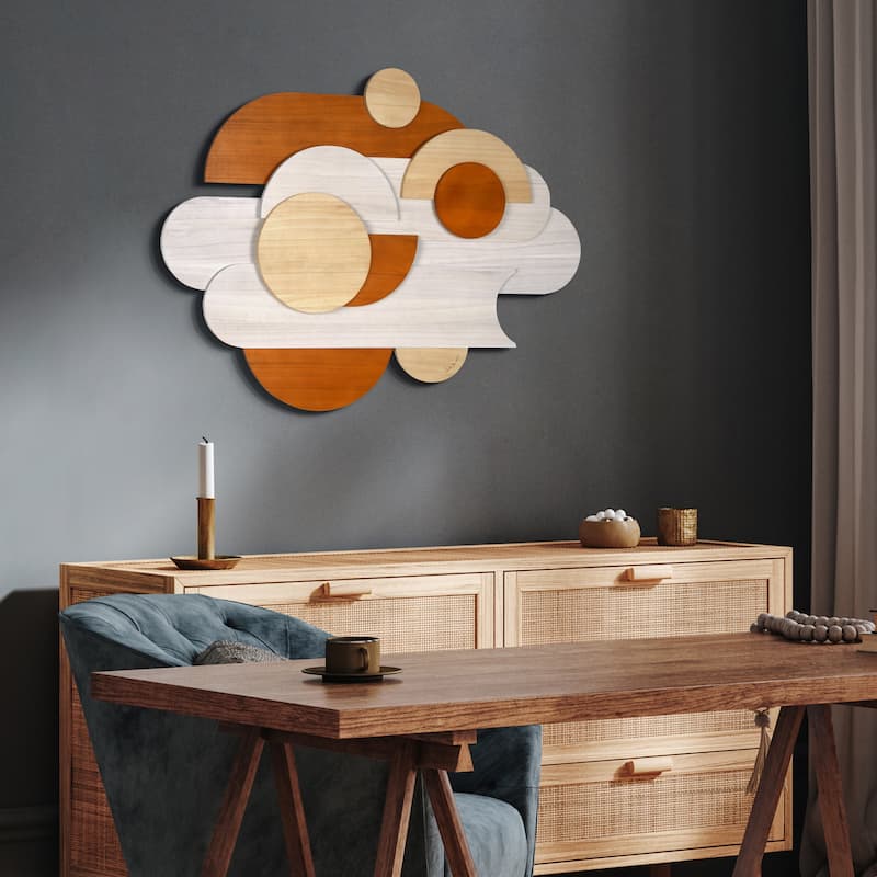 "Cinnamon Dreamscape" Hand Made & Hand Finished Dimensional Solid Paulownia Wood Abstracts Wall Art