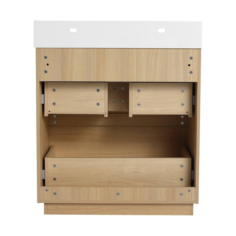 BNK 24/30 inch Freestanding Single Sink Bathroom Vanity with 2 Soft Close Drawers