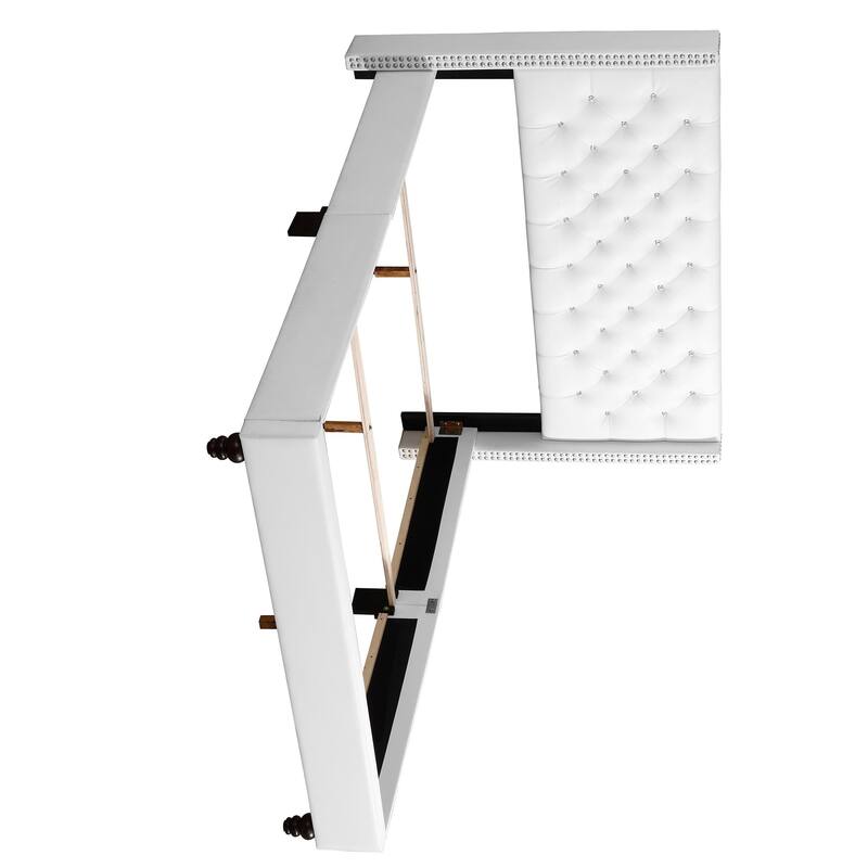 Jeweled Tufted Upholstered Panel Full Bed - 80" - White