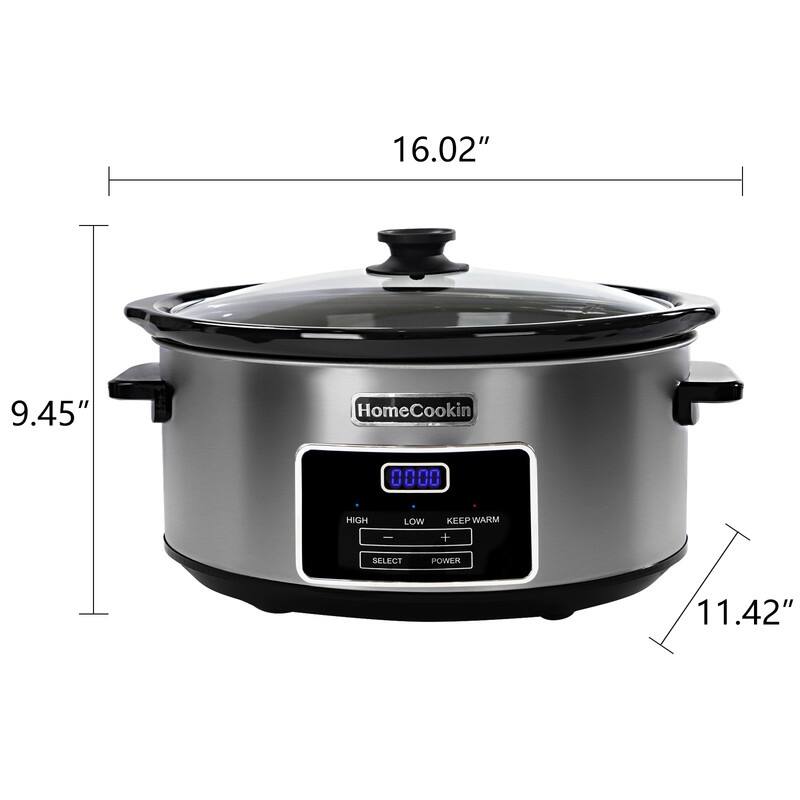 Homecookin 6,7 Quart Digital Display Programmable Slow Cooker